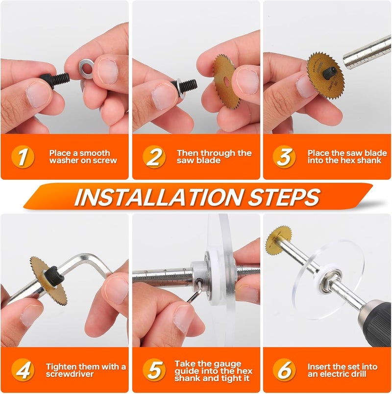THINKWORK Inside Pipe Cutter for PVC Pipe, Cutter Tool Set with Scale Adjustable Depth Gauge, 5PCS Saw Blades and Hex Shank, Internal Plastic ABS Pipe Cutter Set - Image 3